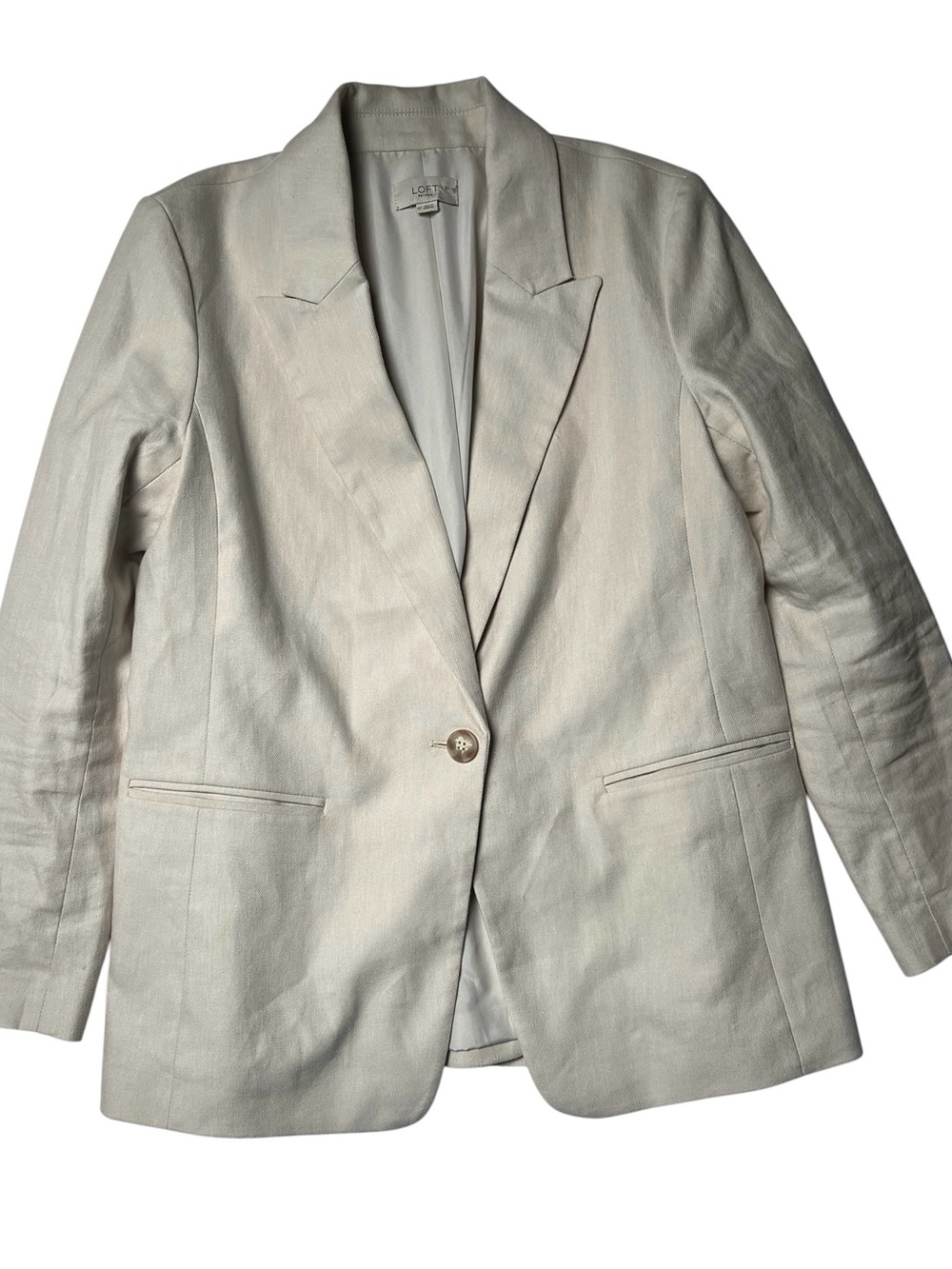 LOFT Light Cream Single-Button Blazer
